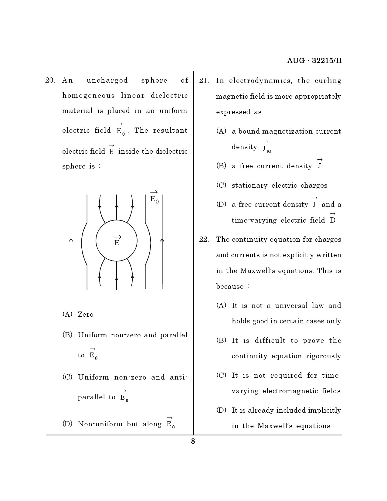 Maharashtra SET Physical Science Question Paper II August 2015 7