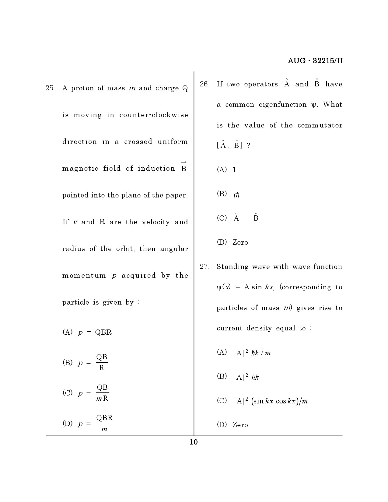 Maharashtra SET Physical Science Question Paper II August 2015 9