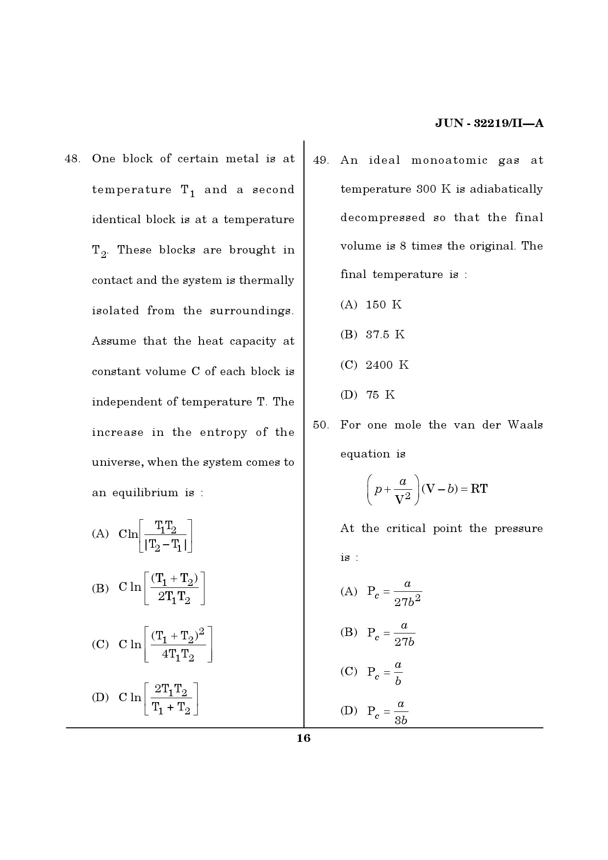 Maharashtra SET Physical Science Question Paper II June 2019 15