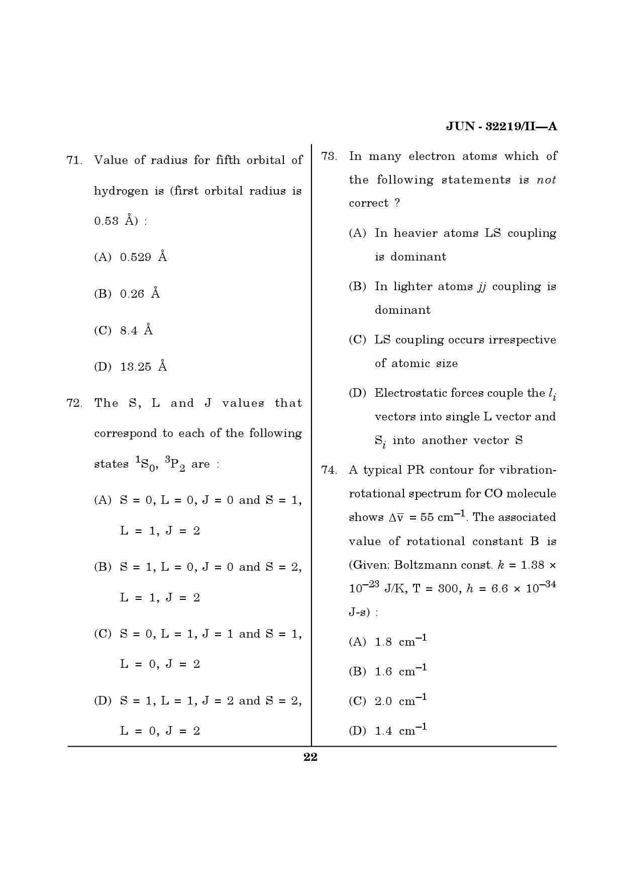 Maharashtra SET Physical Science Question Paper II June 2019 21