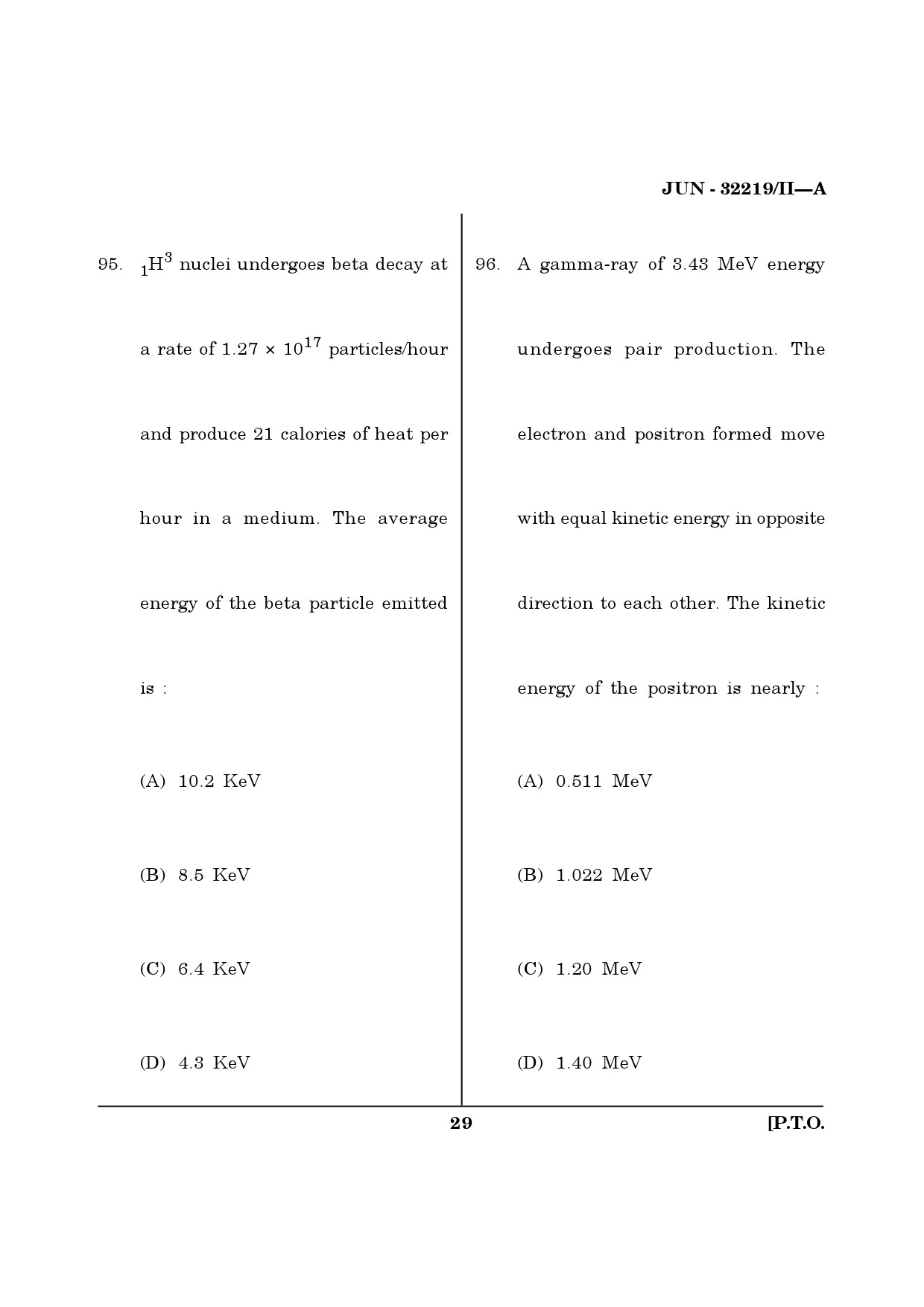 Maharashtra SET Physical Science Question Paper II June 2019 28