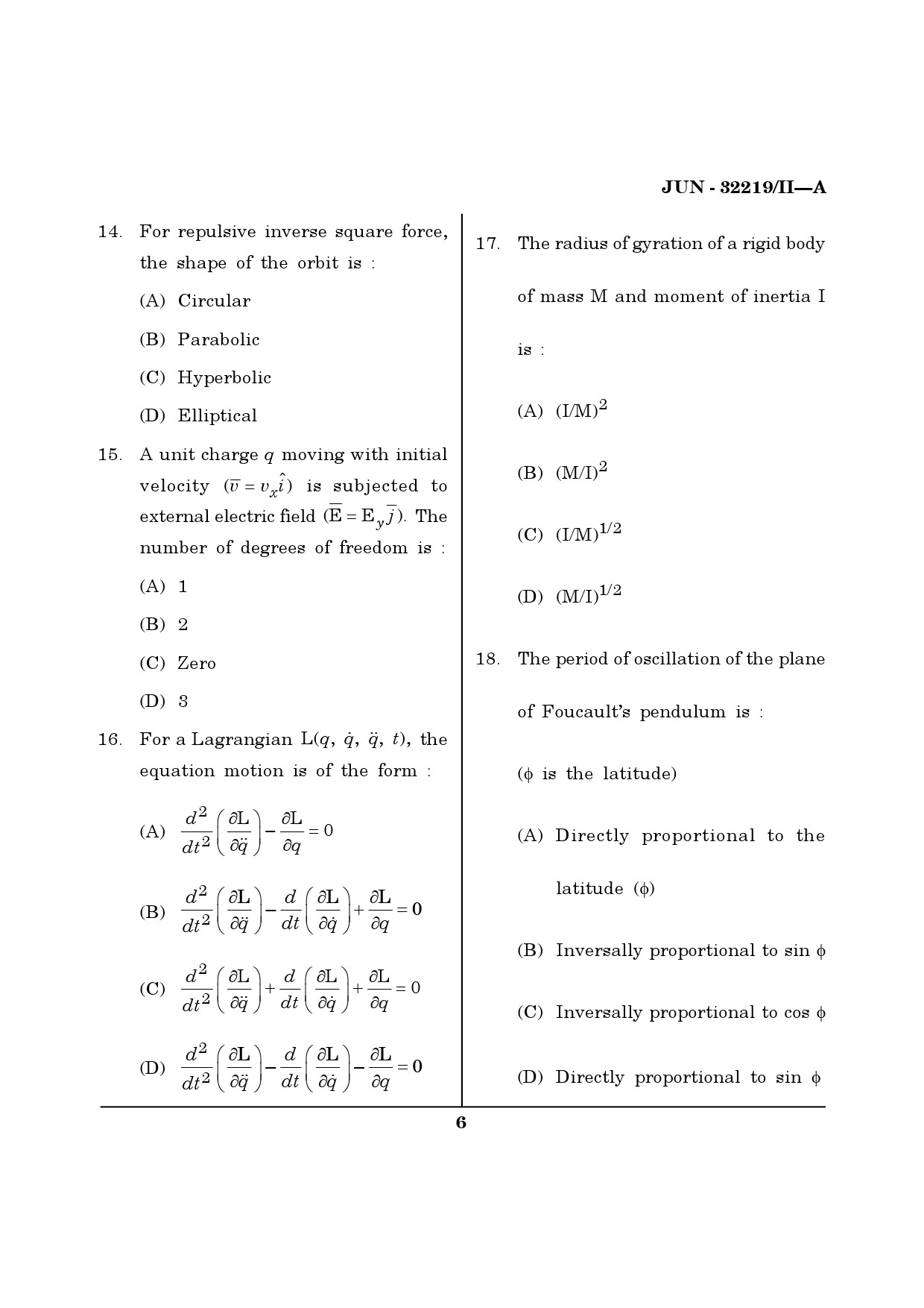 Maharashtra SET Physical Science Question Paper II June 2019 5