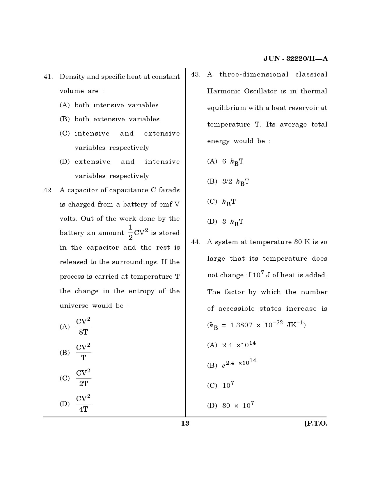 Maharashtra SET Physical Science Question Paper II June 2020 12