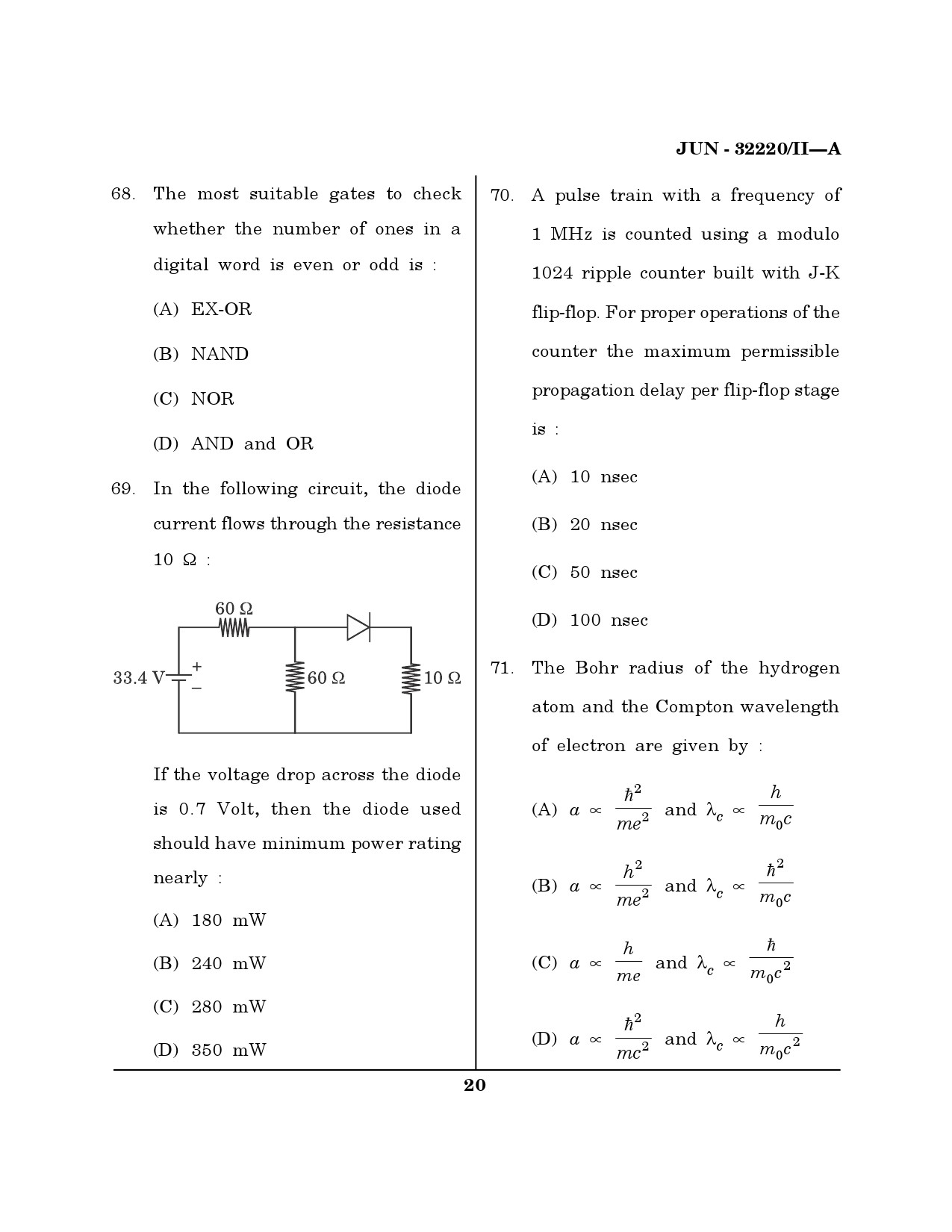 Maharashtra SET Physical Science Question Paper II June 2020 19