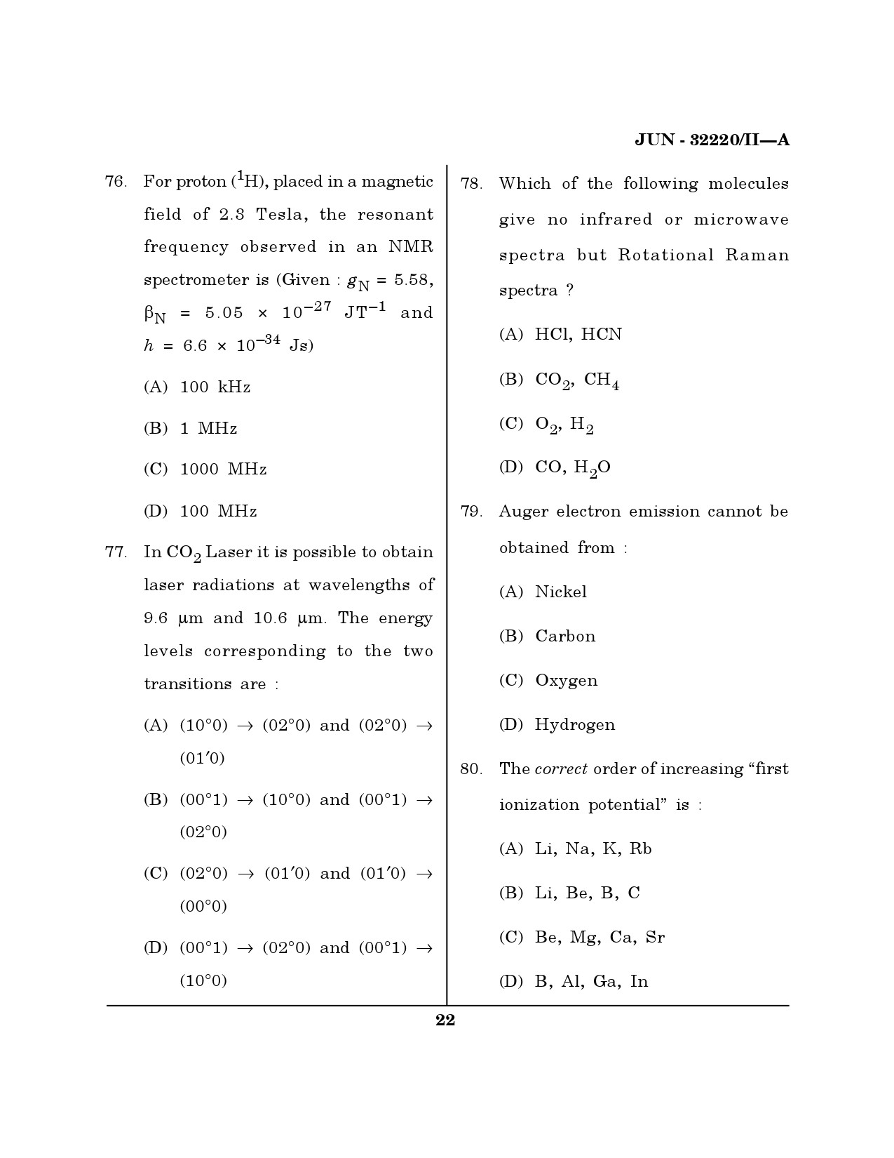 Maharashtra SET Physical Science Question Paper II June 2020 21