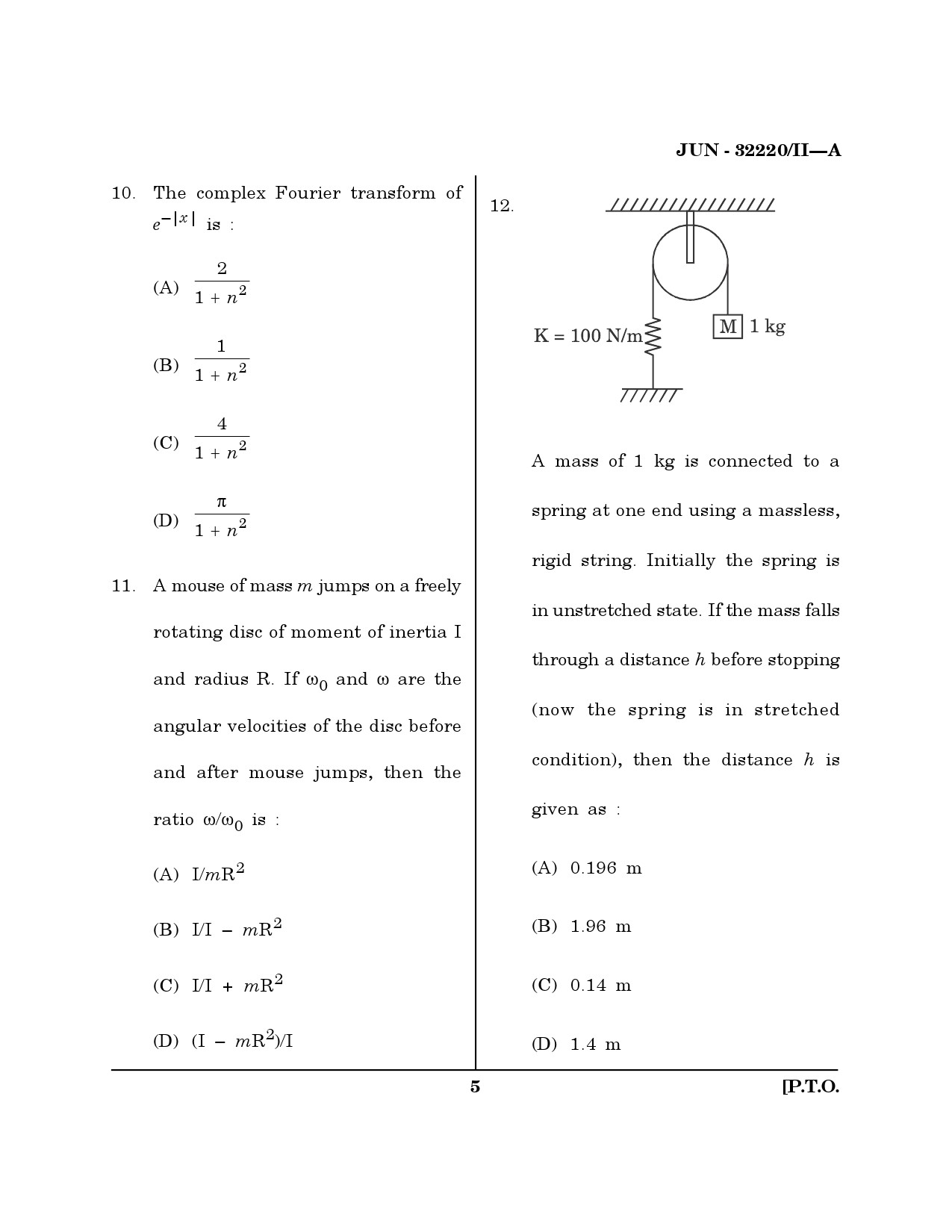 Maharashtra SET Physical Science Question Paper II June 2020 4