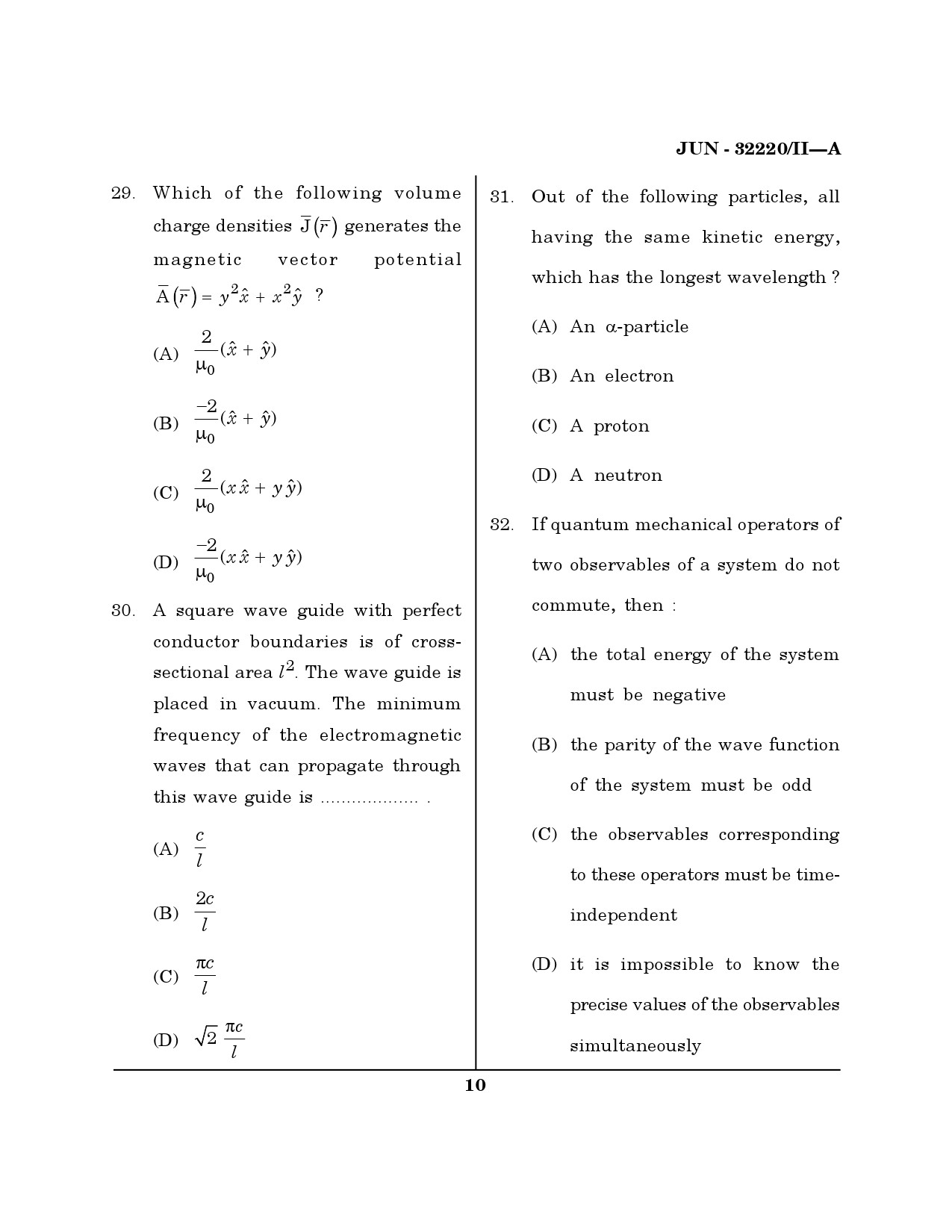 Maharashtra SET Physical Science Question Paper II June 2020 9