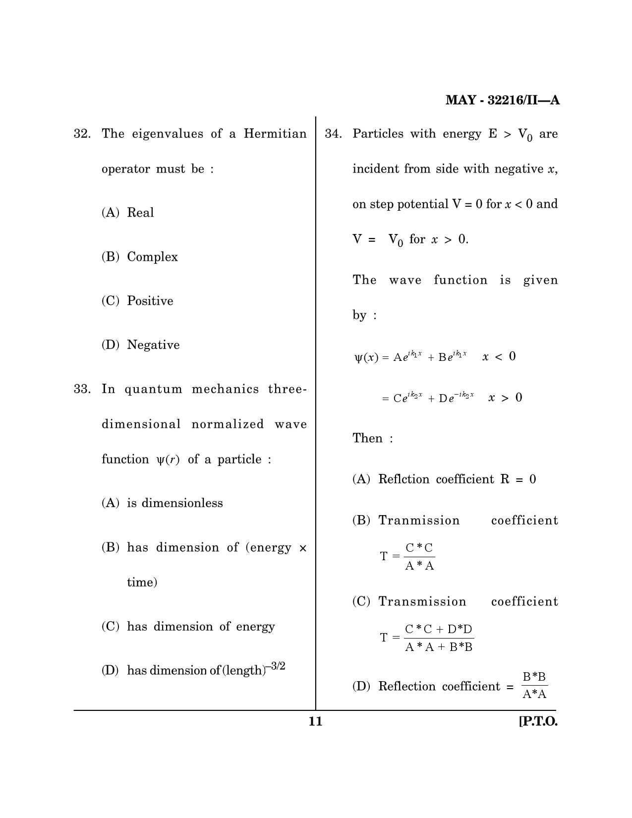 Maharashtra SET Physical Science Question Paper II May 2016 10