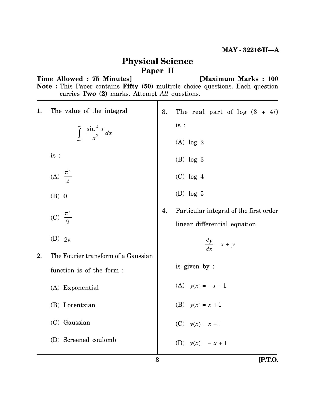 Maharashtra SET Physical Science Question Paper II May 2016 2