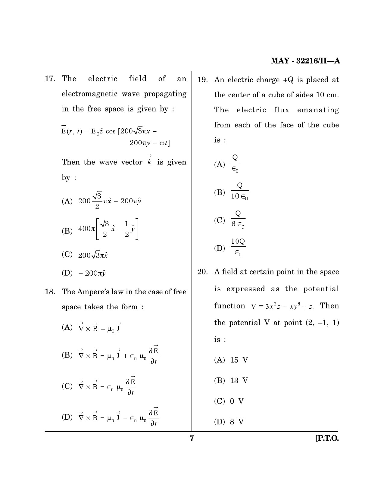 Maharashtra SET Physical Science Question Paper II May 2016 6