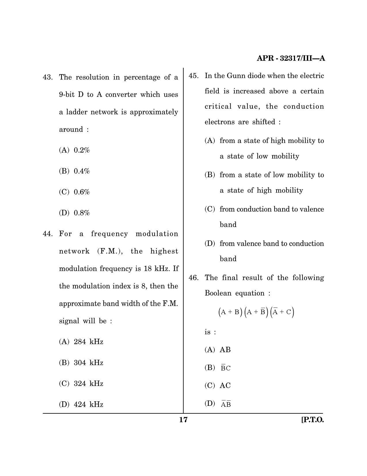 Maharashtra SET Physical Science Question Paper III April 2017 16