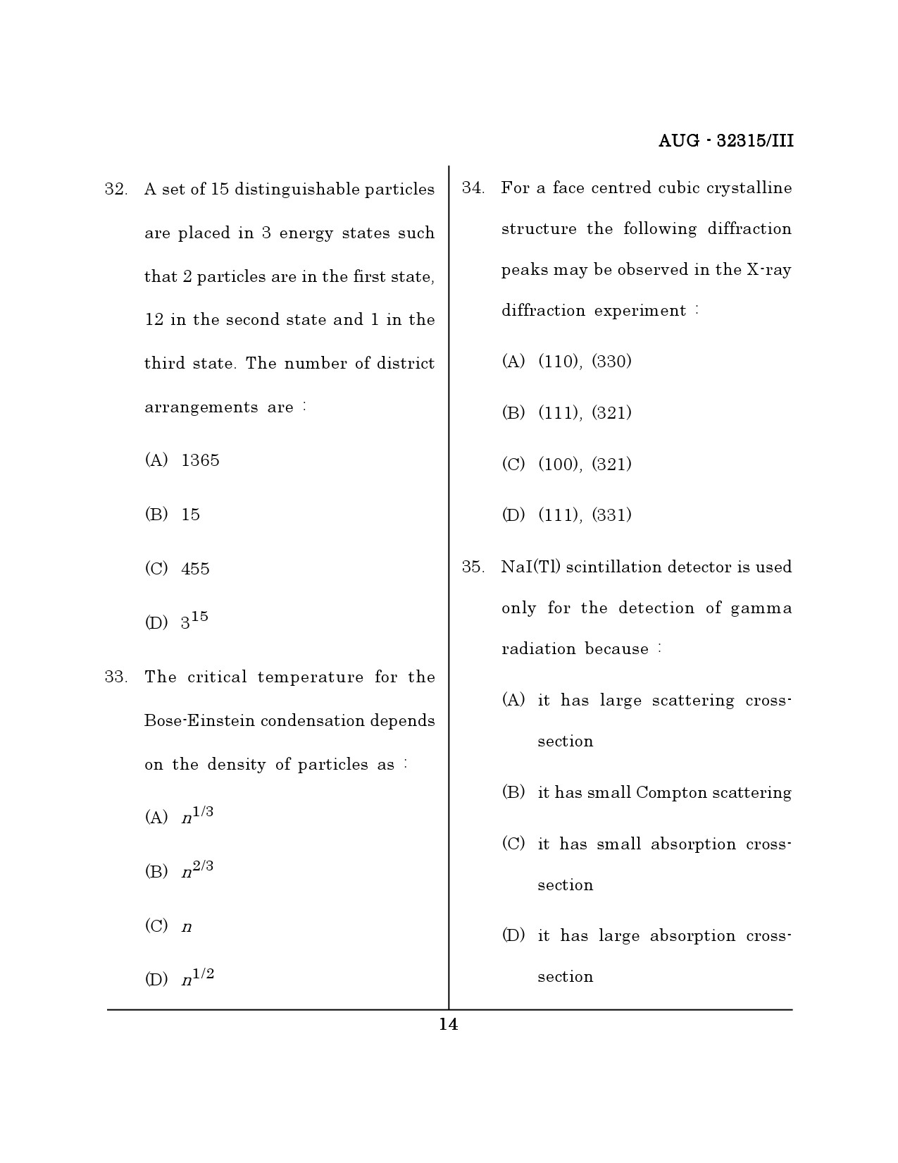Maharashtra SET Physical Science Question Paper III August 2015 13