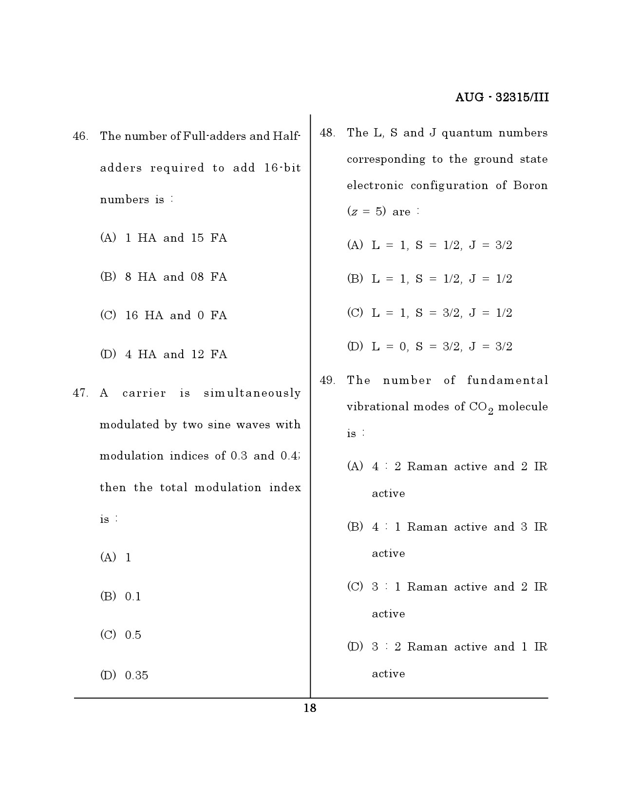Maharashtra SET Physical Science Question Paper III August 2015 17