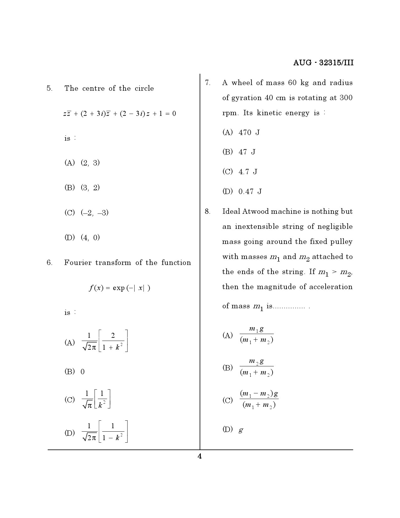 Maharashtra SET Physical Science Question Paper III August 2015 3