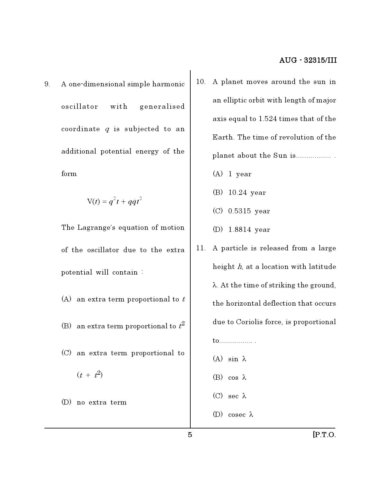 Maharashtra SET Physical Science Question Paper III August 2015 4