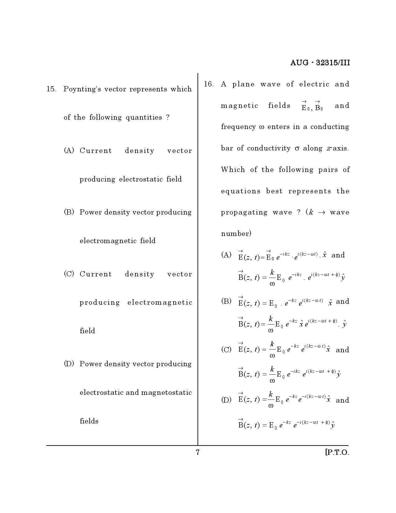 Maharashtra SET Physical Science Question Paper III August 2015 6