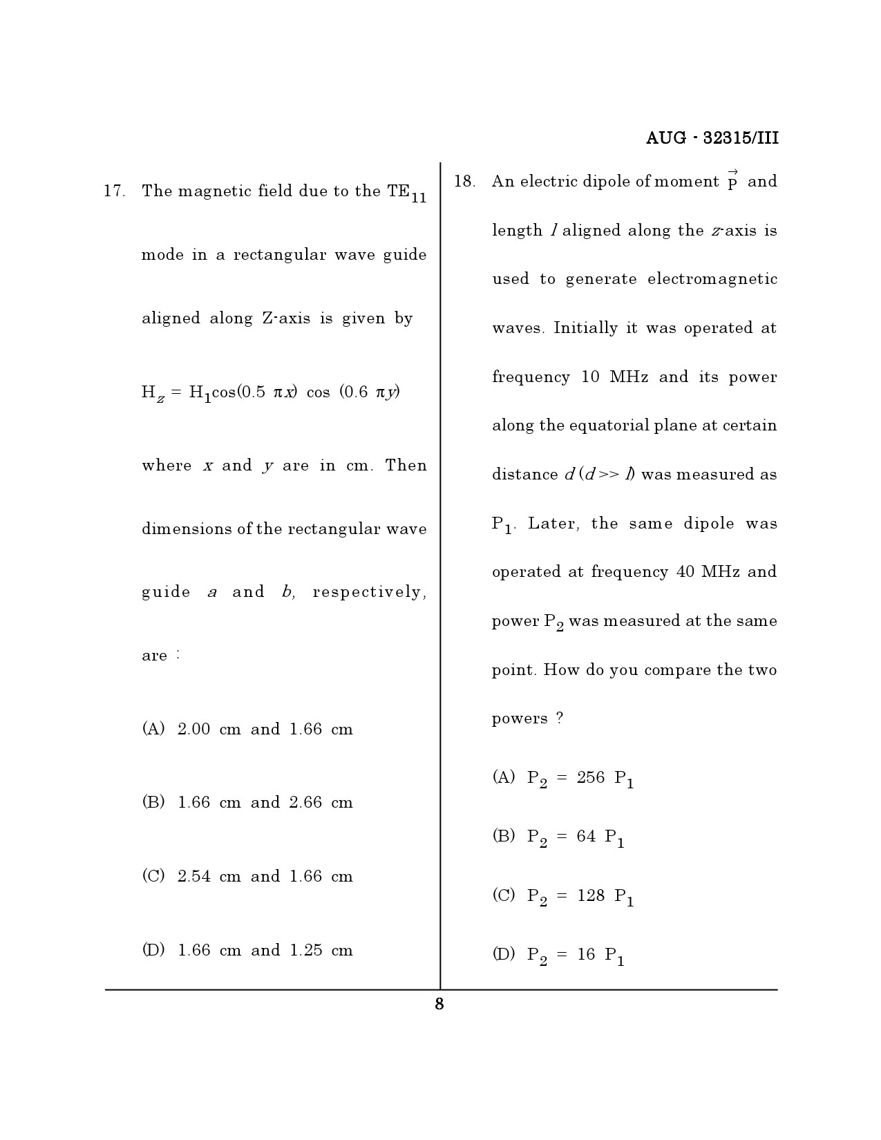 Maharashtra SET Physical Science Question Paper III August 2015 7