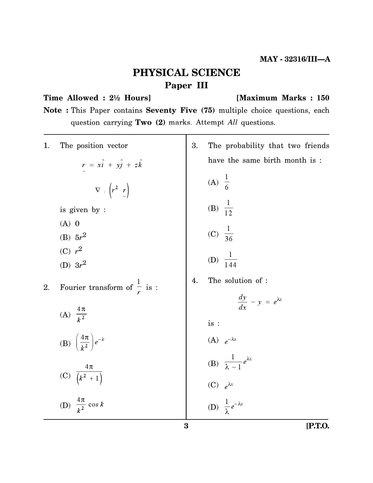 Maharashtra SET Physical Science Question Paper III May 2016 2