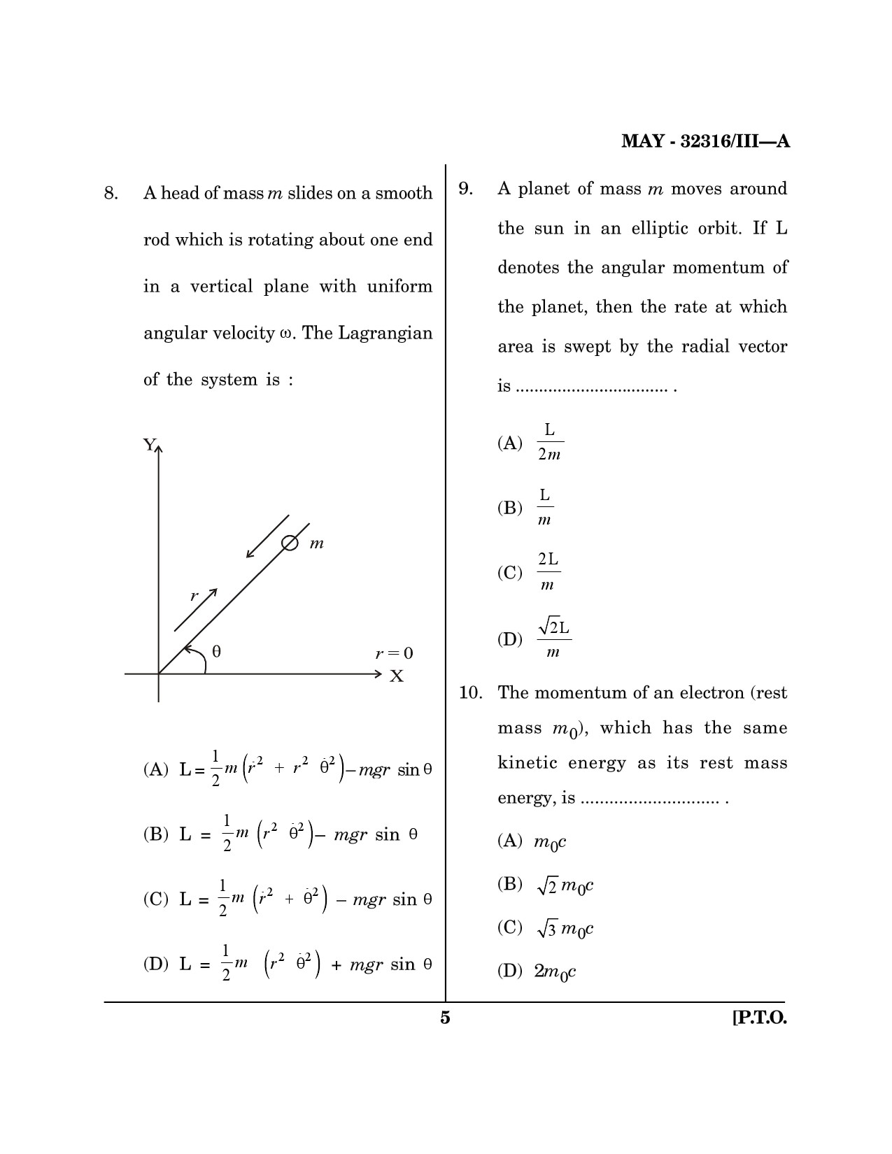 Maharashtra SET Physical Science Question Paper III May 2016 4