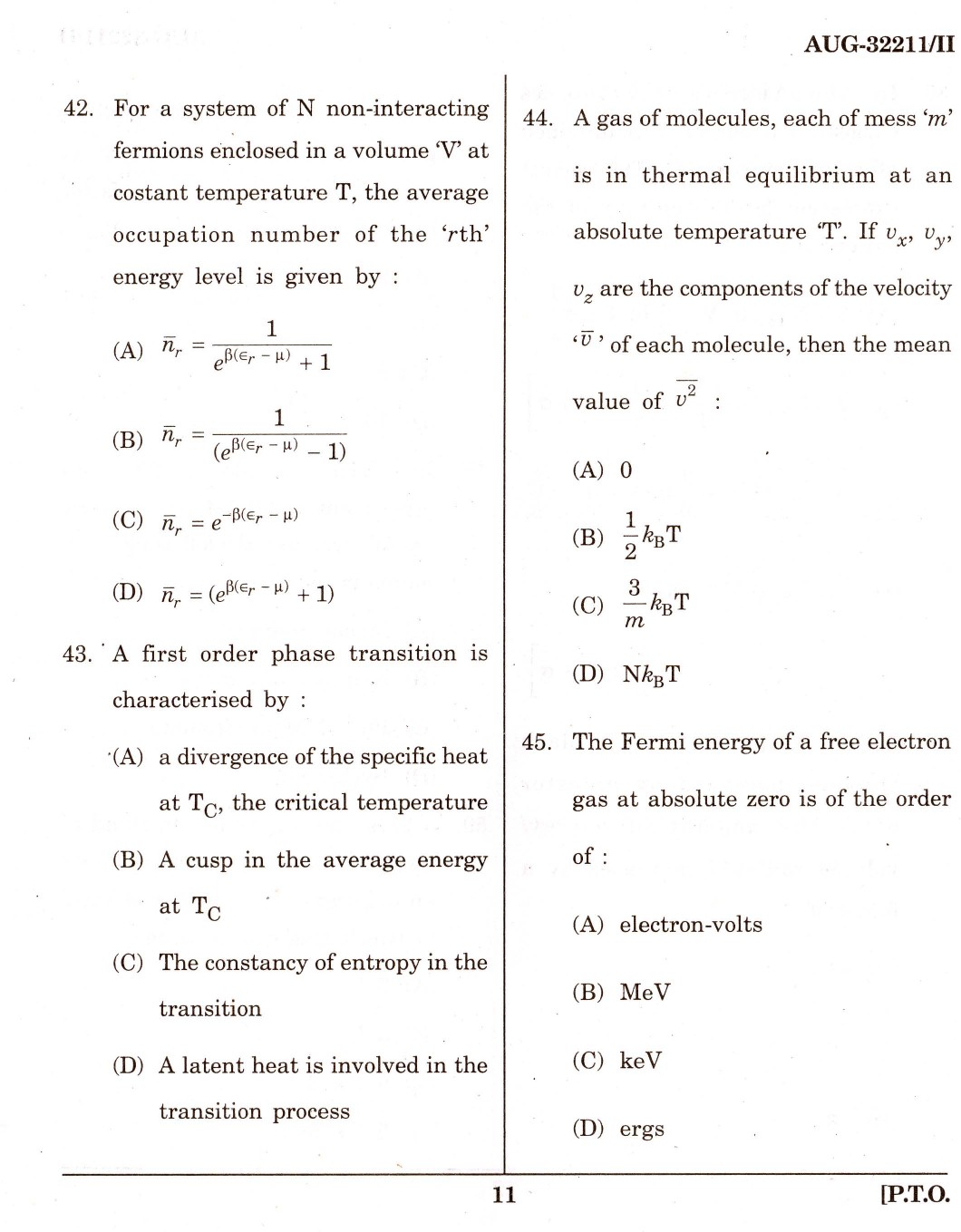 Maharashtra SET Physics Question Paper II August 2011 11