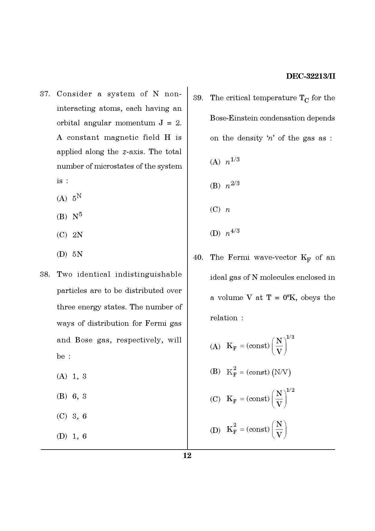 Maharashtra SET Physics Question Paper II December 2013 11
