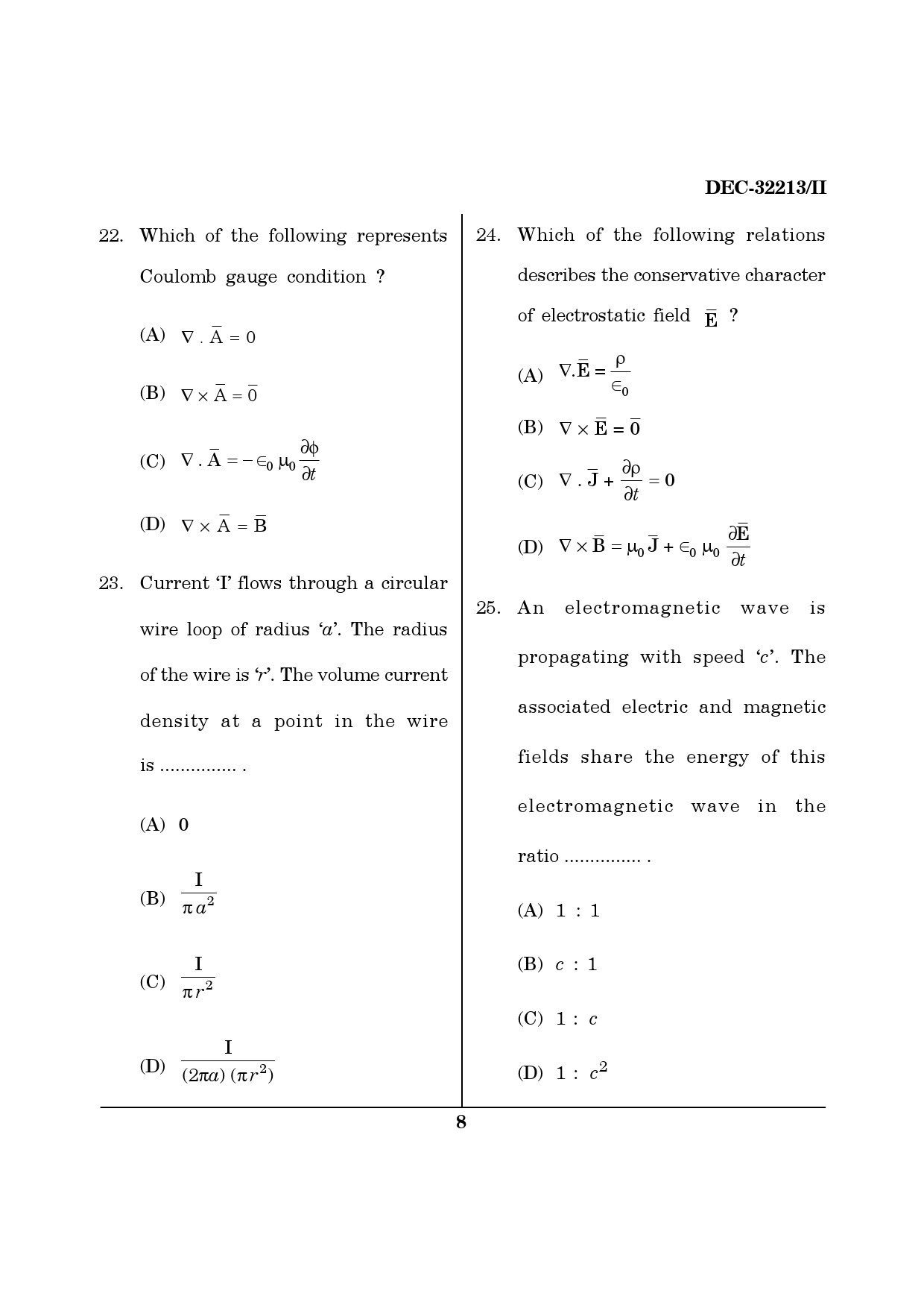 Maharashtra SET Physics Question Paper II December 2013 7