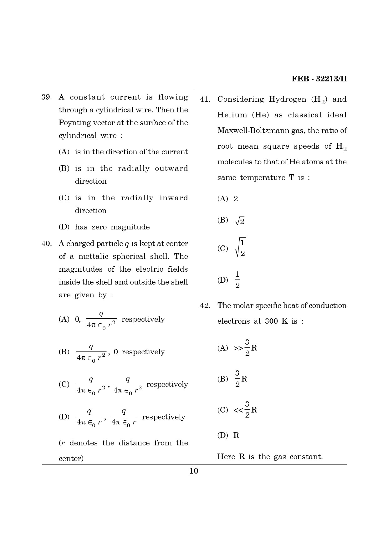 Maharashtra SET Physics Question Paper II February 2013 10