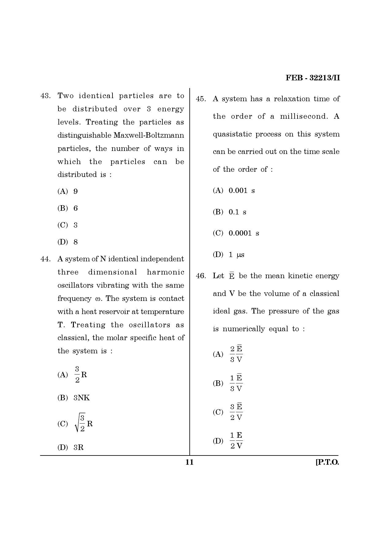 Maharashtra SET Physics Question Paper II February 2013 11