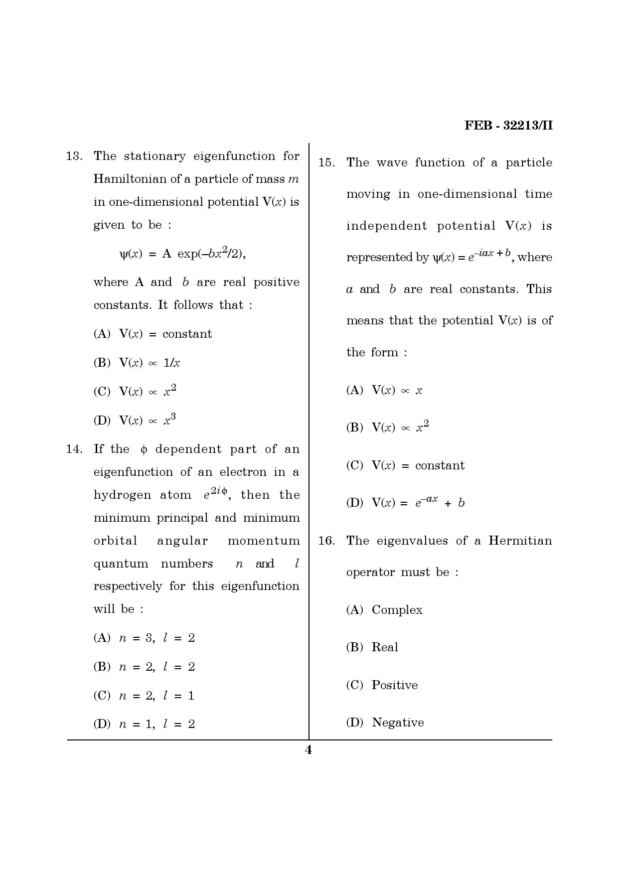 Maharashtra SET Physics Question Paper II February 2013 4