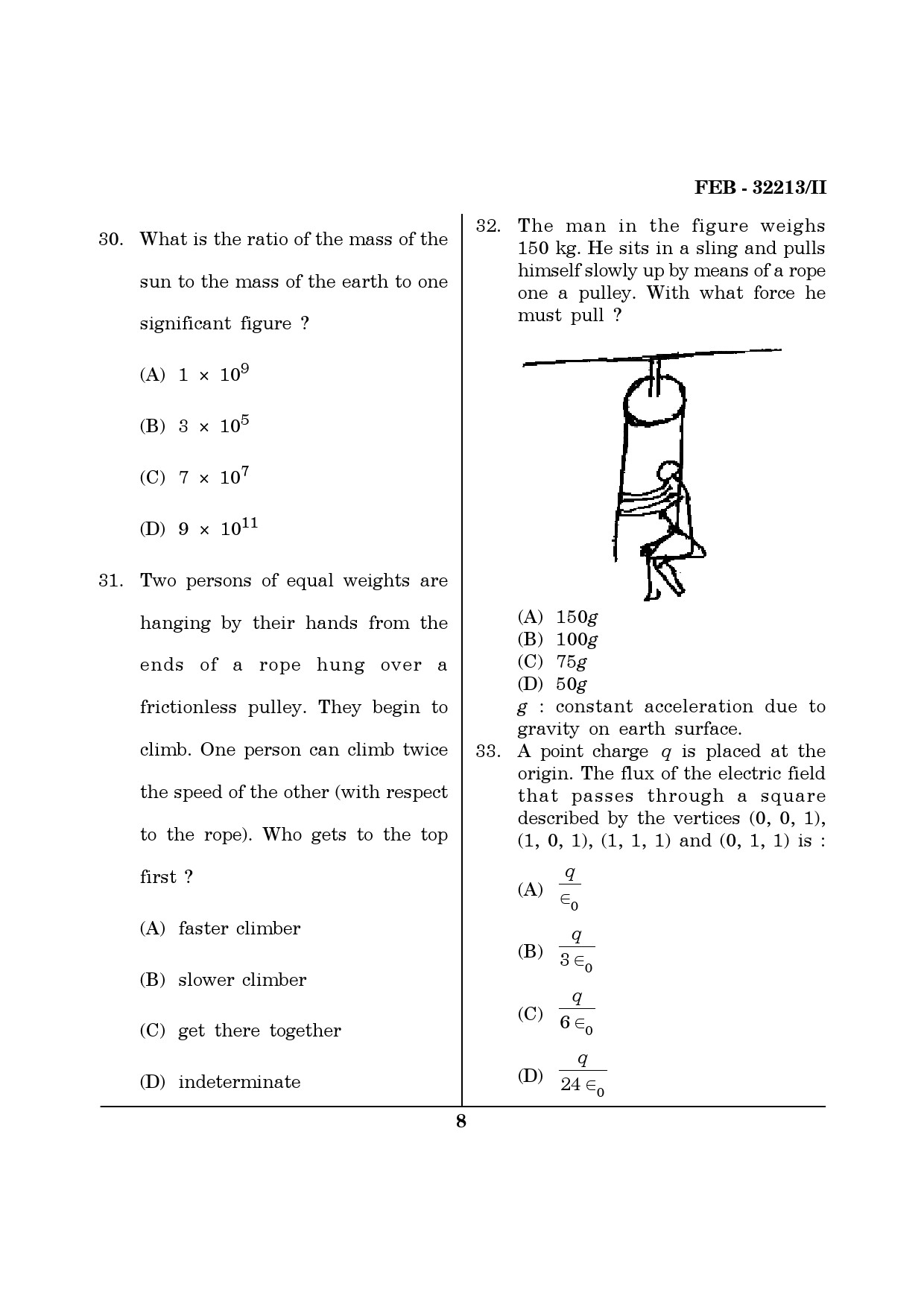 Maharashtra SET Physics Question Paper II February 2013 8