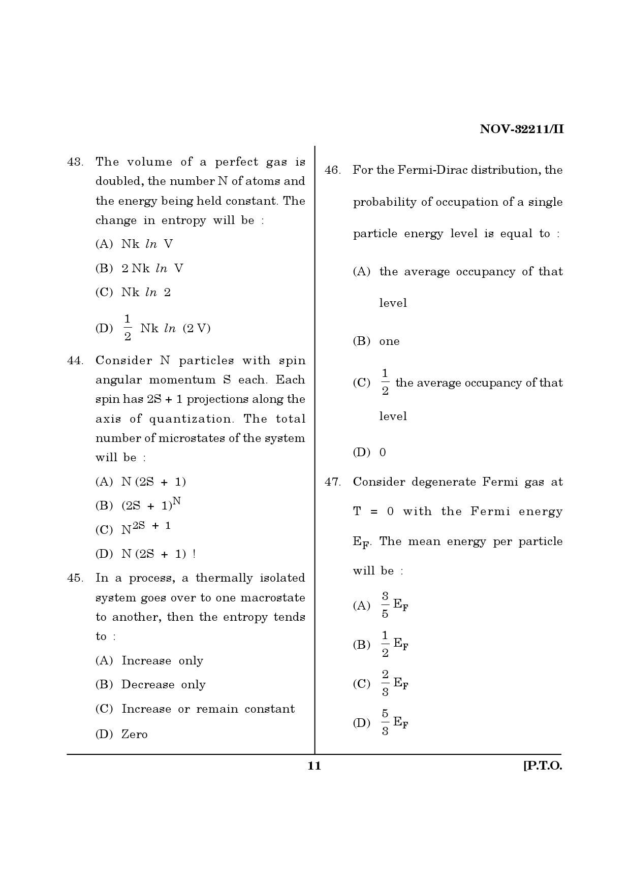 Maharashtra SET Physics Question Paper II November 2011 11