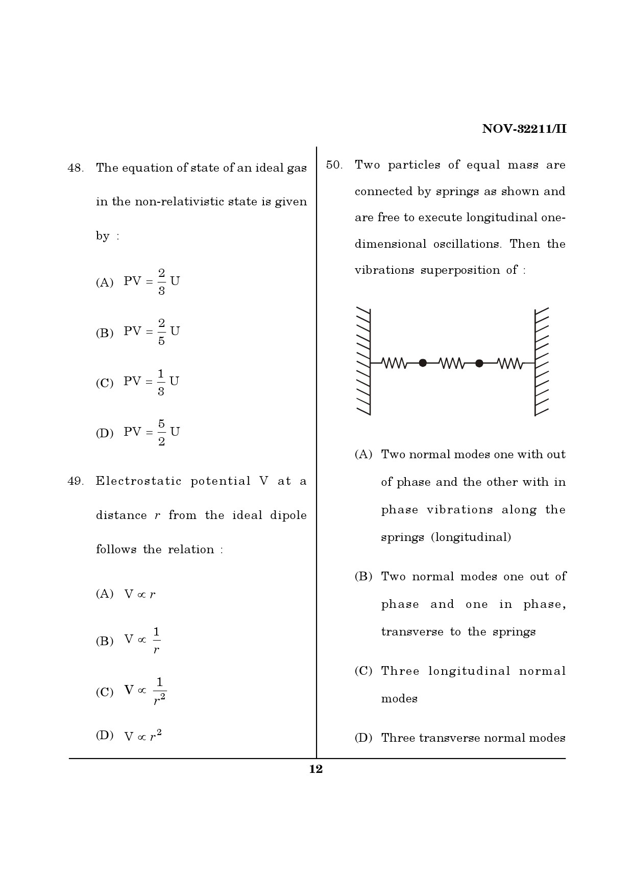 Maharashtra SET Physics Question Paper II November 2011 12
