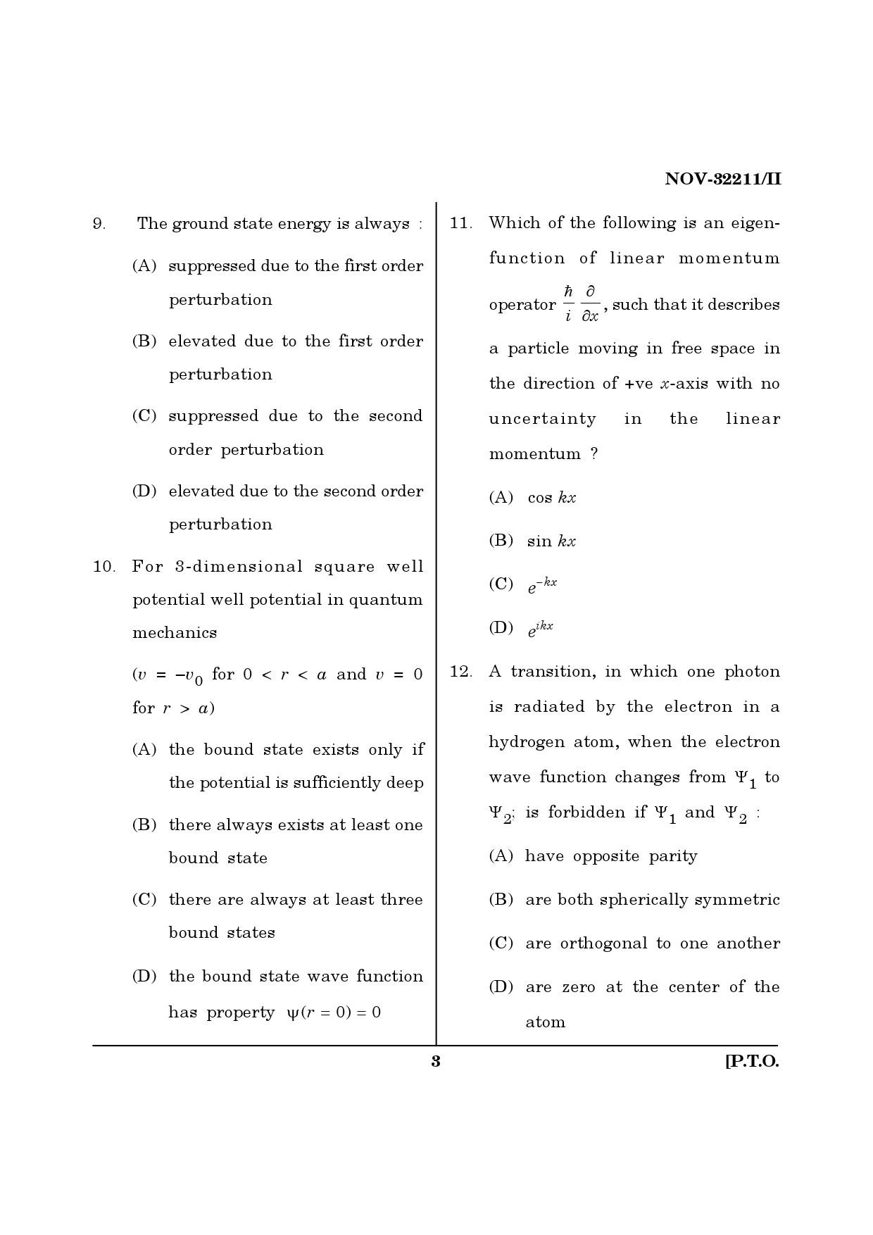Maharashtra SET Physics Question Paper II November 2011 3