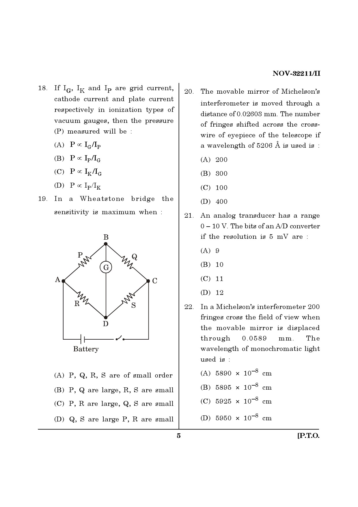 Maharashtra SET Physics Question Paper II November 2011 5