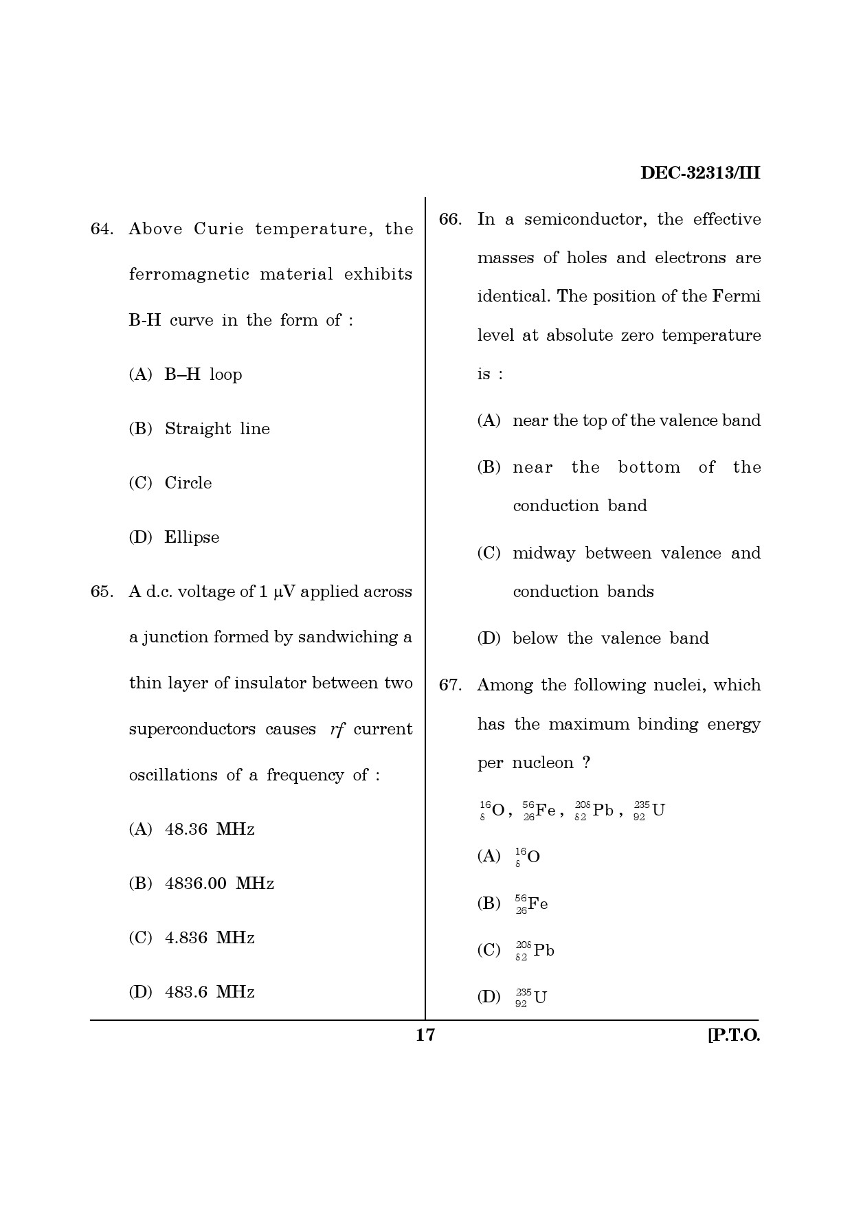 Maharashtra SET Physics Question Paper III December 2013 16