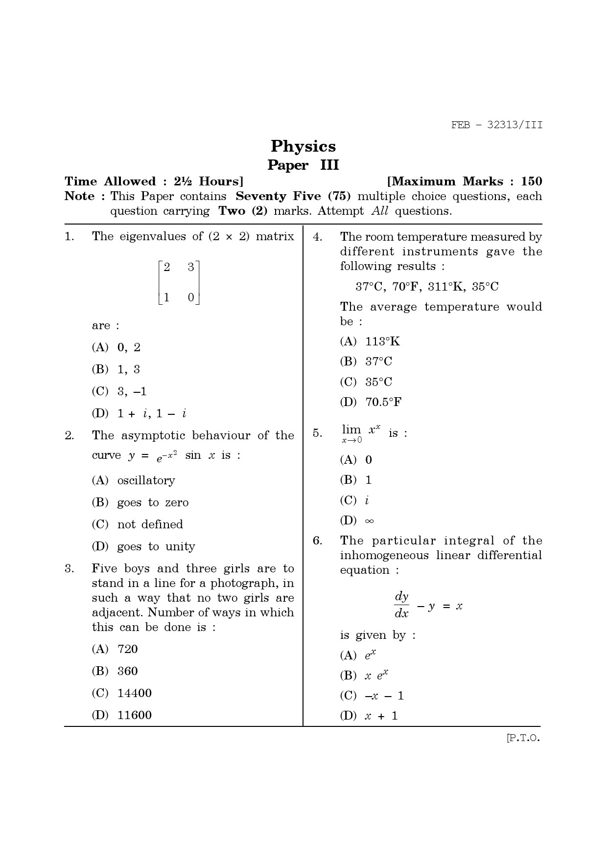 Maharashtra SET Physics Question Paper III February 2013 1