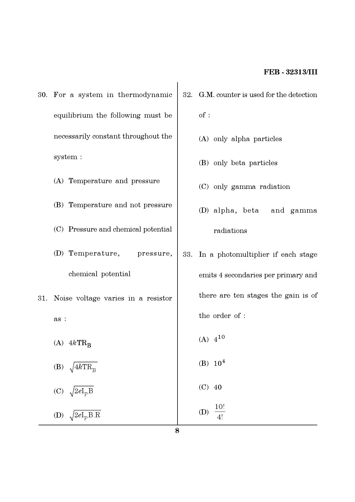 Maharashtra SET Physics Question Paper III February 2013 8