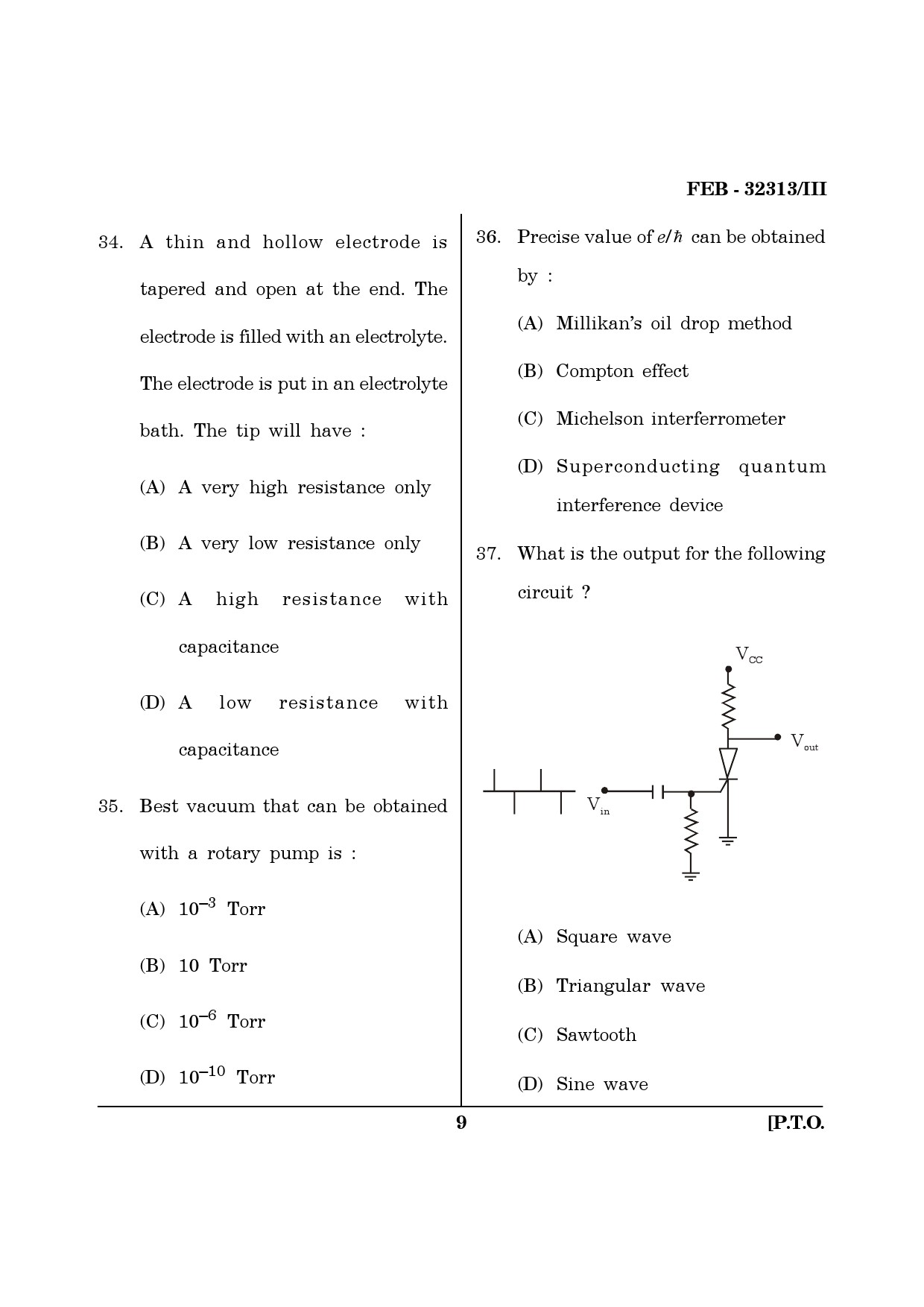 Maharashtra SET Physics Question Paper III February 2013 9