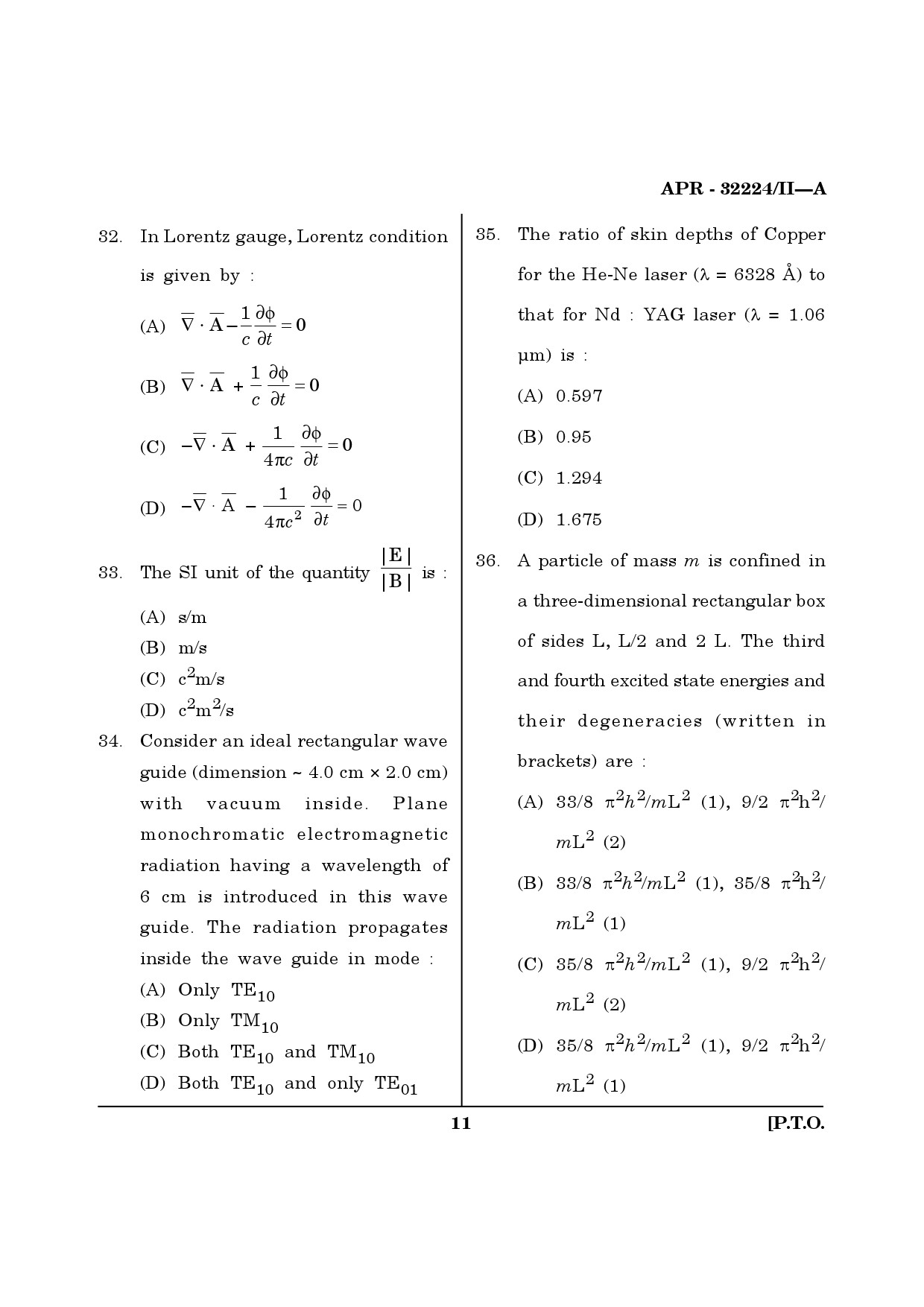 MH SET Physical Science Question Paper II April 2024 10