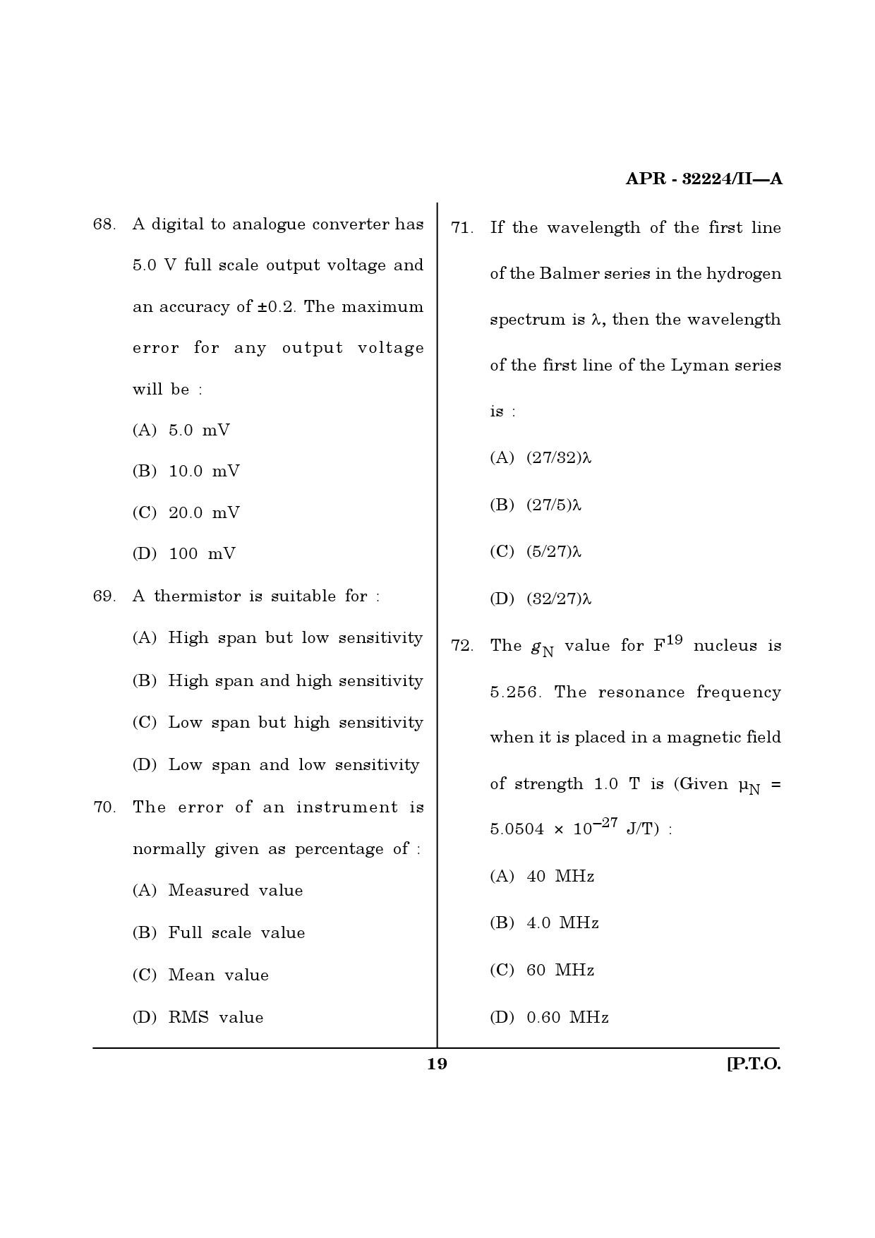 MH SET Physical Science Question Paper II April 2024 18