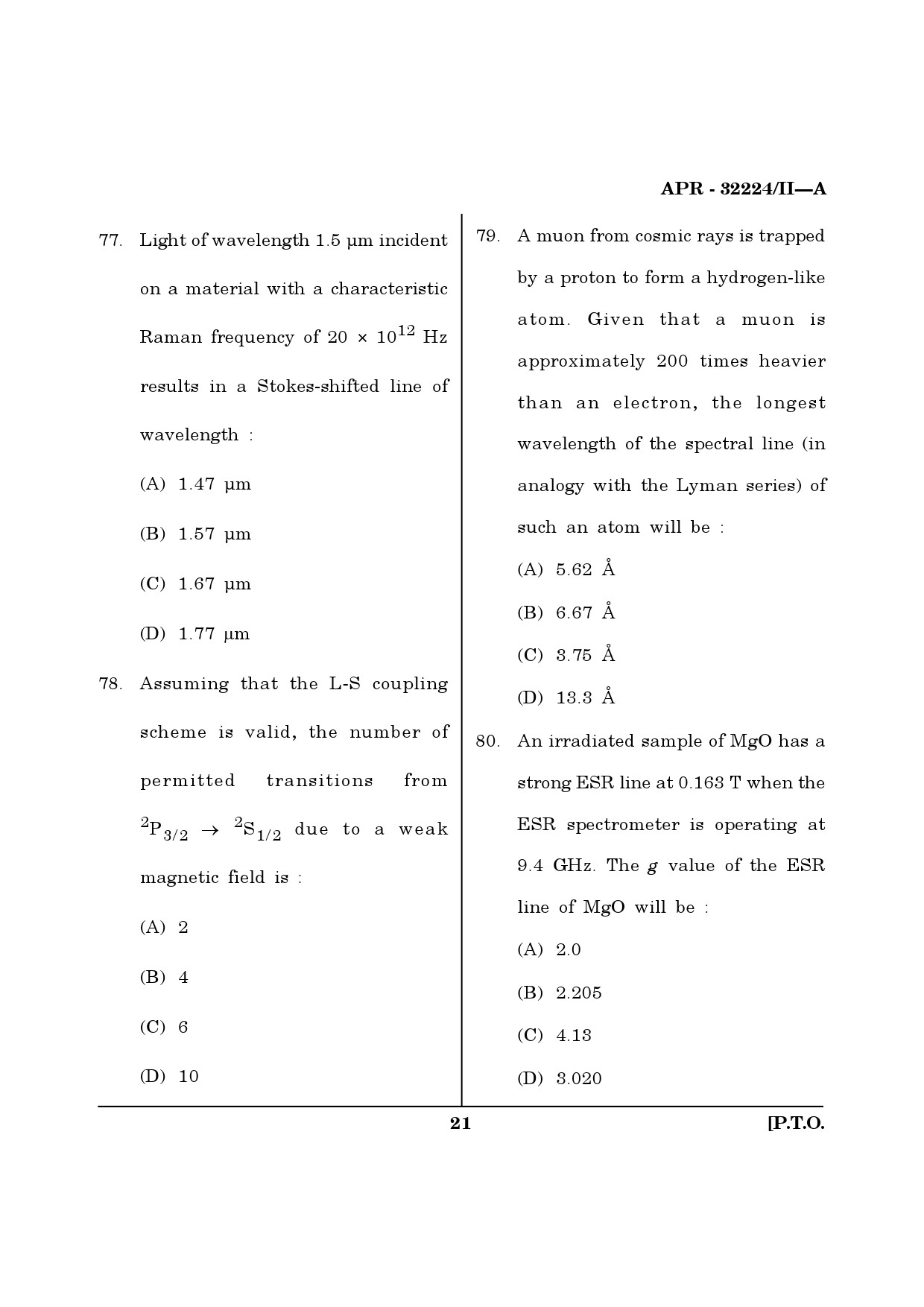 MH SET Physical Science Question Paper II April 2024 20