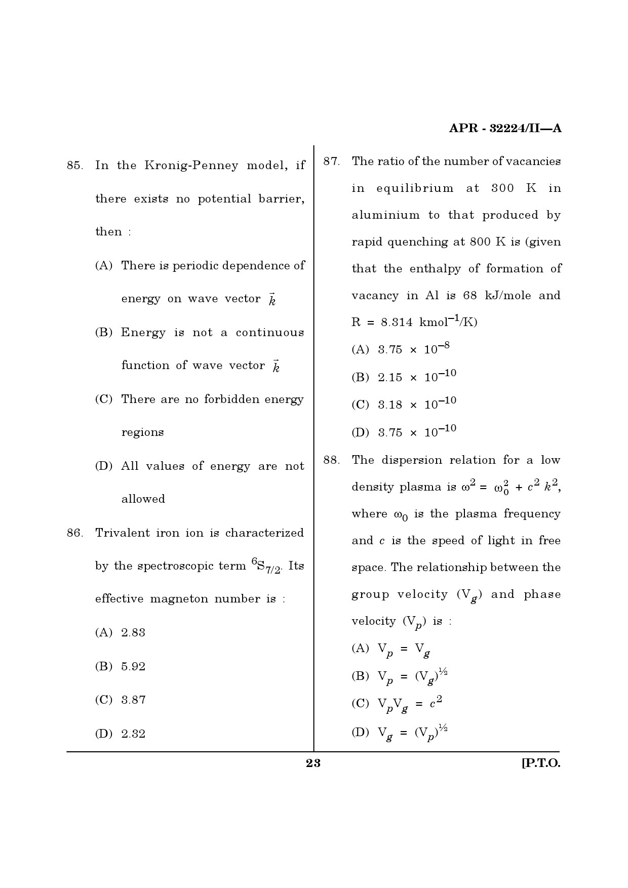 MH SET Physical Science Question Paper II April 2024 22