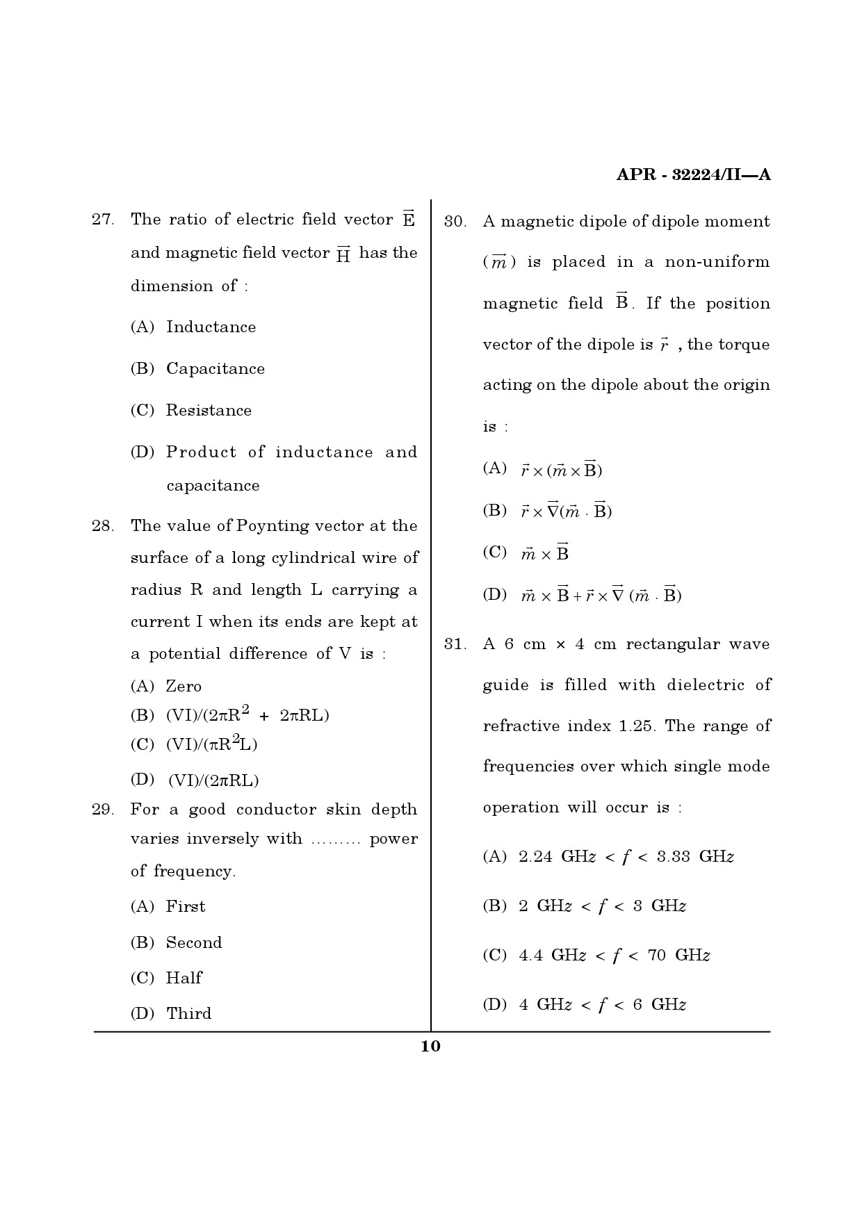 MH SET Physical Science Question Paper II April 2024 9