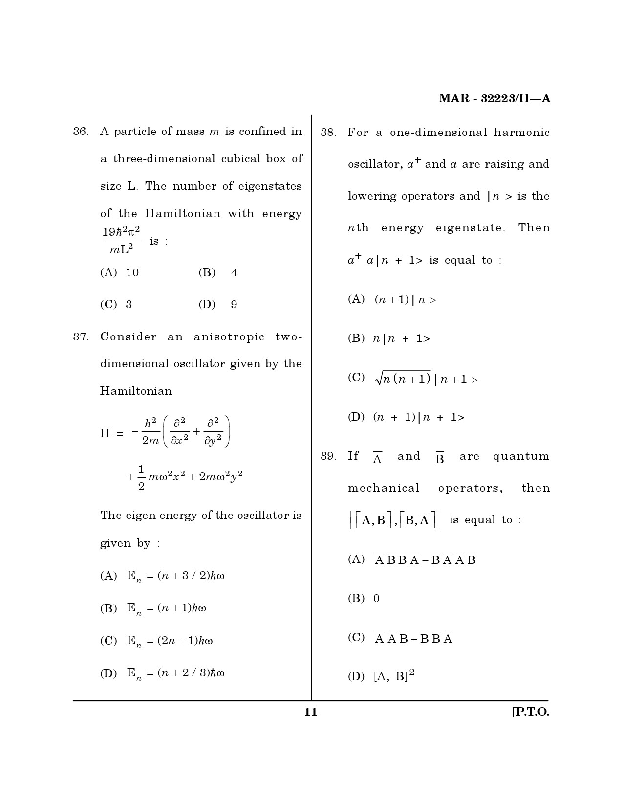 MH SET Physical Science Question Paper II March 2023 10