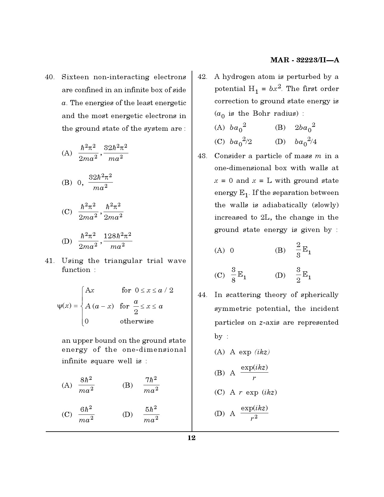 MH SET Physical Science Question Paper II March 2023 11