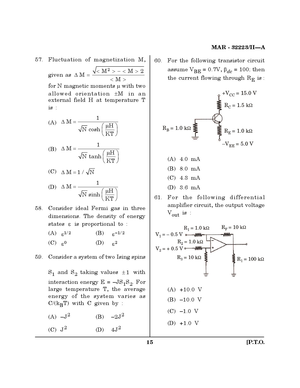 MH SET Physical Science Question Paper II March 2023 14