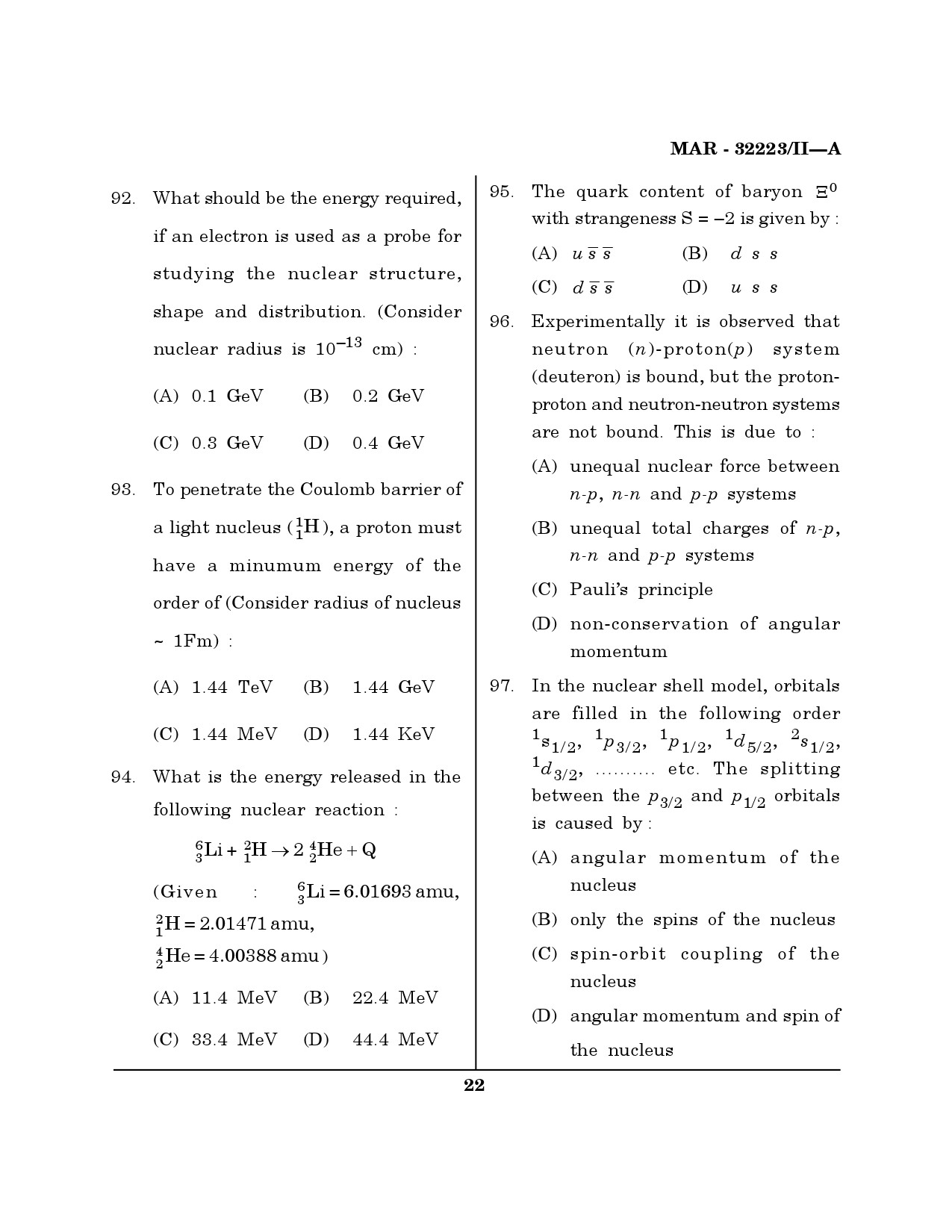 MH SET Physical Science Question Paper II March 2023 21