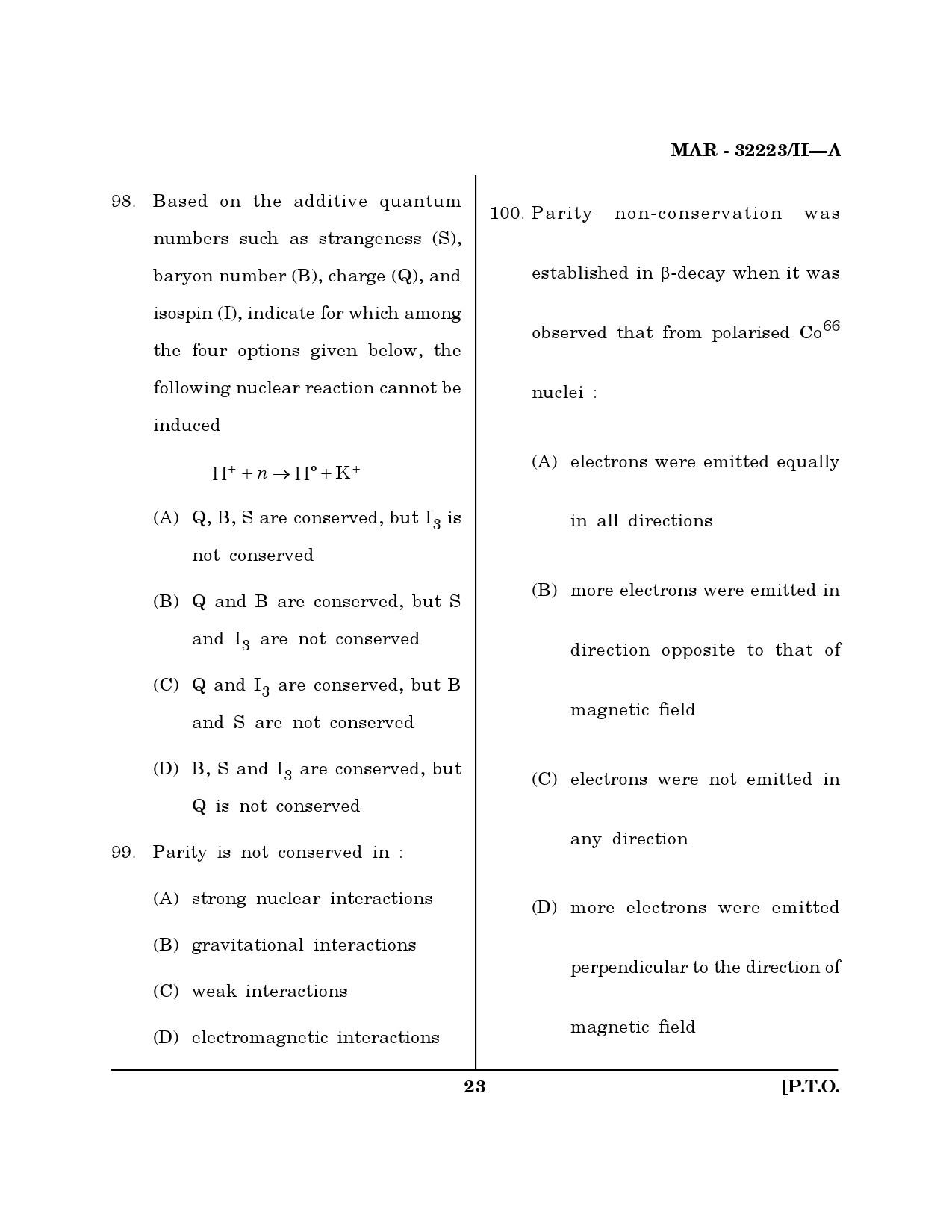 MH SET Physical Science Question Paper II March 2023 22