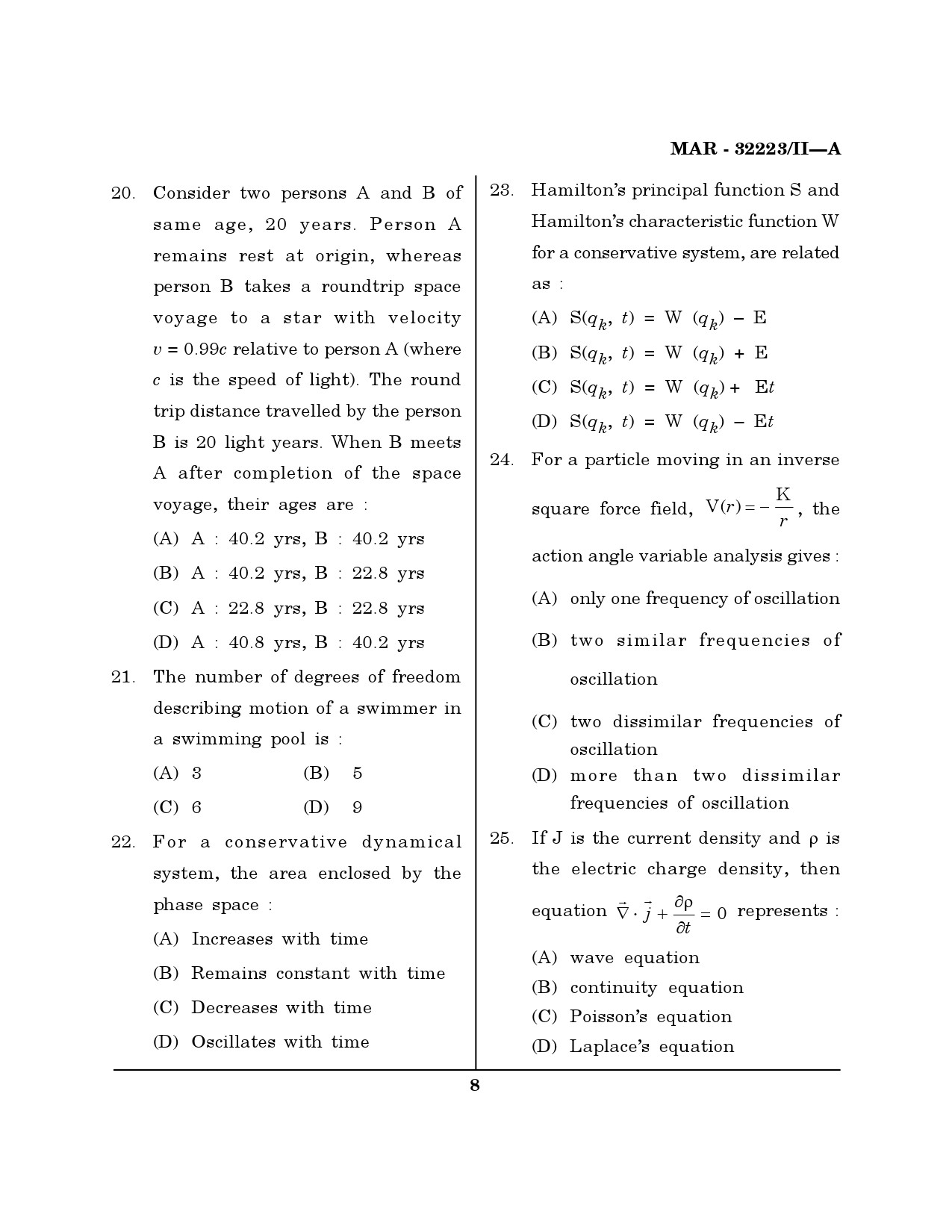 MH SET Physical Science Question Paper II March 2023 7