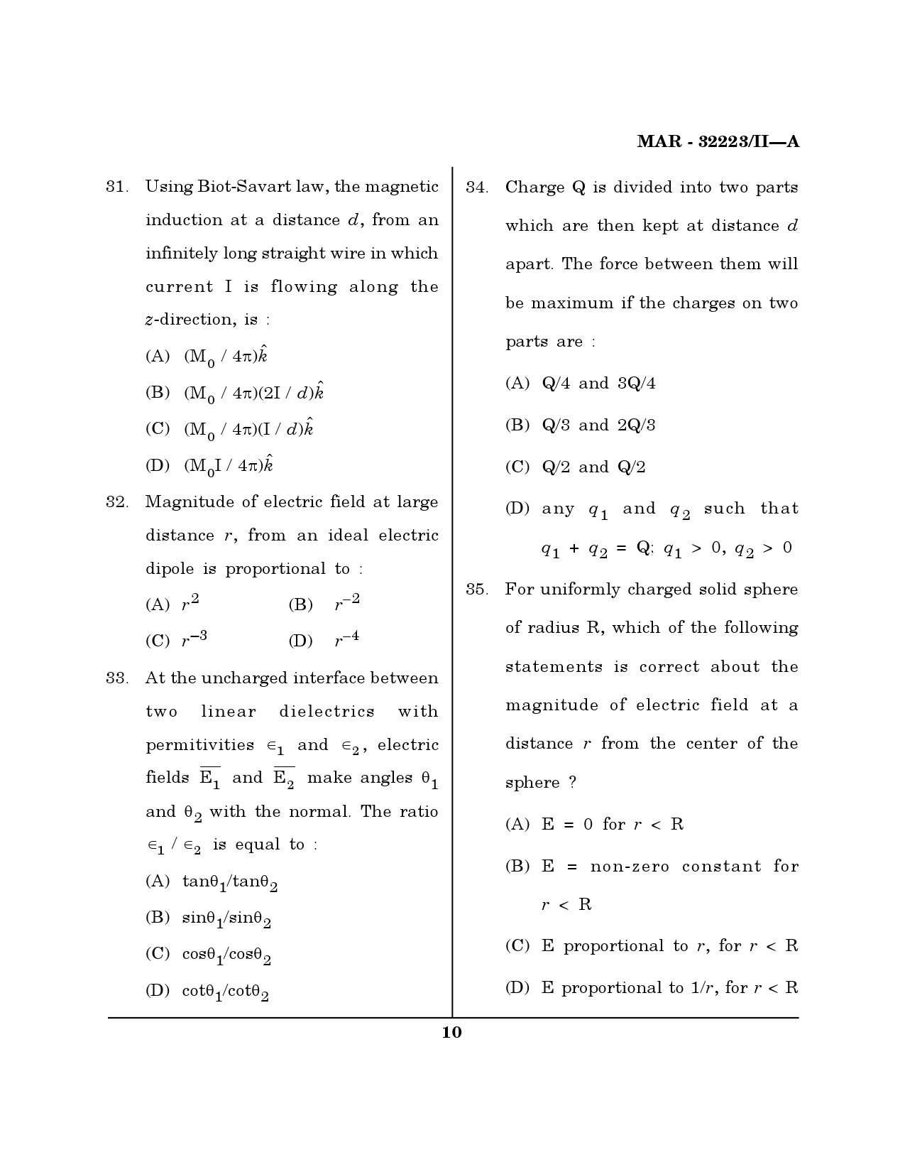 MH SET Physical Science Question Paper II March 2023 9